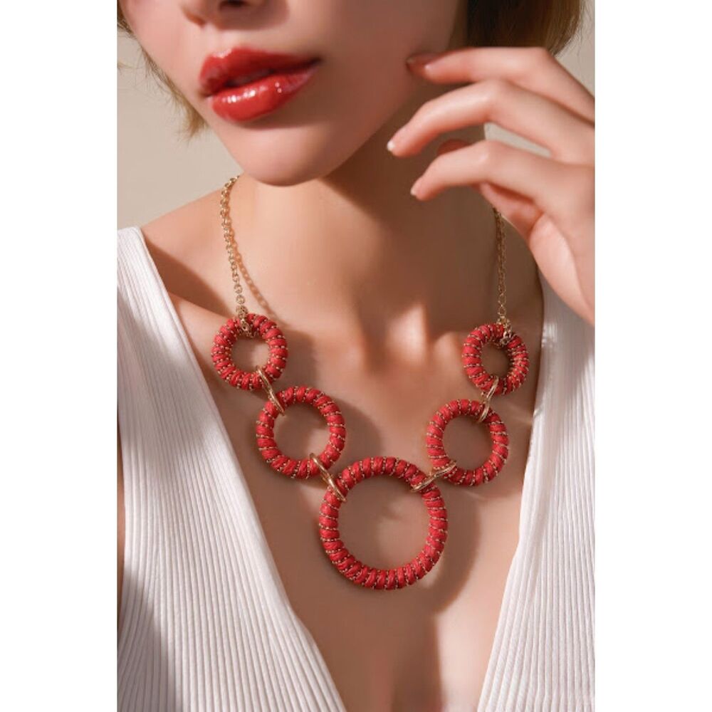 Bijoux Red & Gold-Tone Cable Necklace NWT 18"